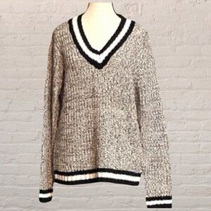 $5$ add on Say What? - black & white collegiate boyfriend sweater. Size X-Large